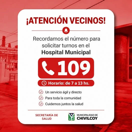 Hospital Municipal Turnos Teléfono 109